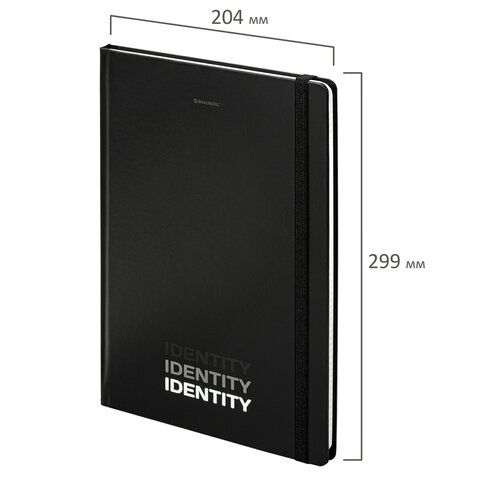 Блокнот с резинкой в клетку 96 л., БОЛЬШОЙ ФОРМАТ А4 204×299 мм, BRAUBERG, «Identity»