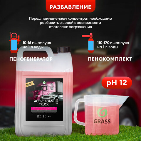 Автошампунь с активной пеной 24 кг, GRASS ACTIVE FOAM TRUCK, для грузовиков, концентрат