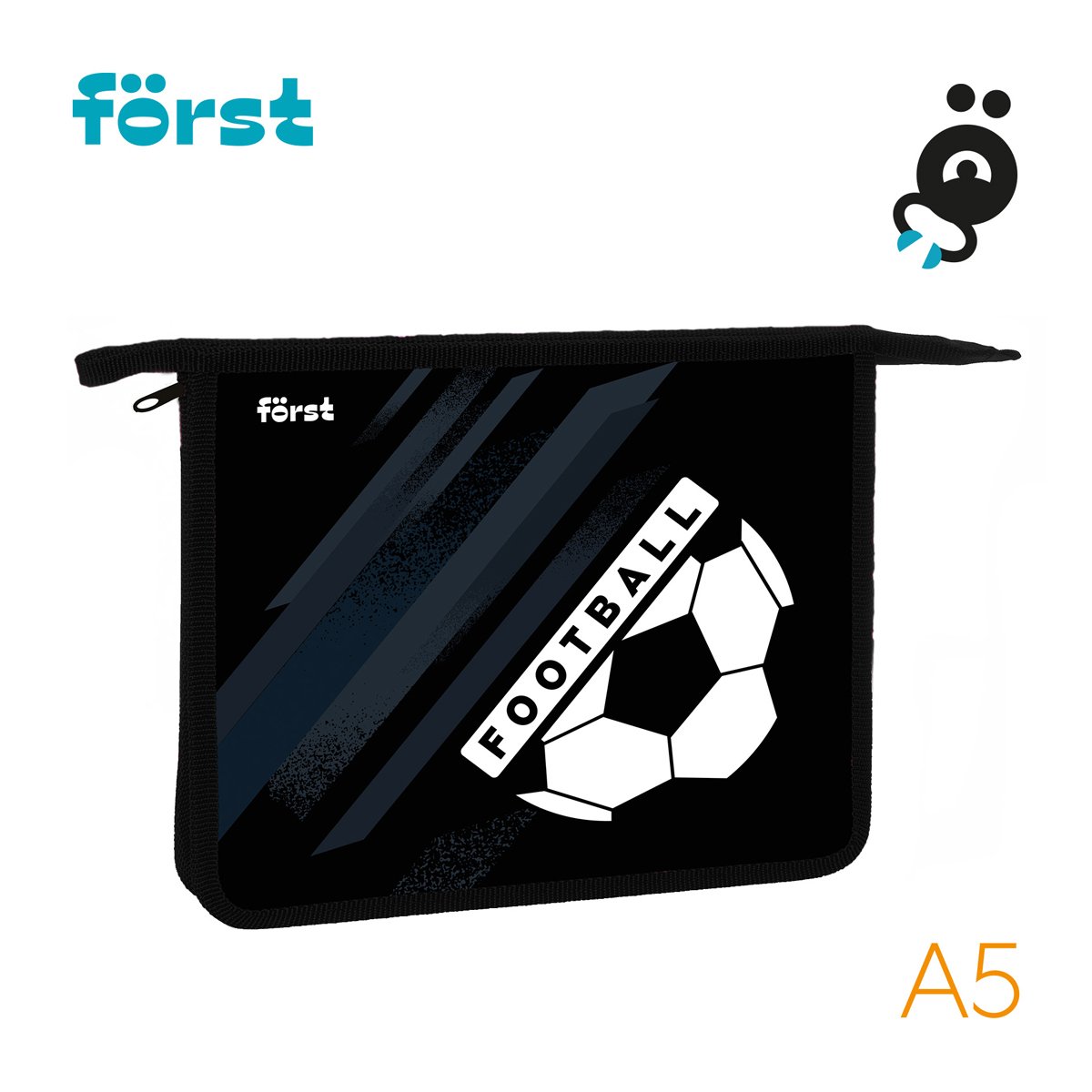 Папка для тетрадей 1 отделение, А5 Först «Football», 240×205×40мм, пластик, на молнии