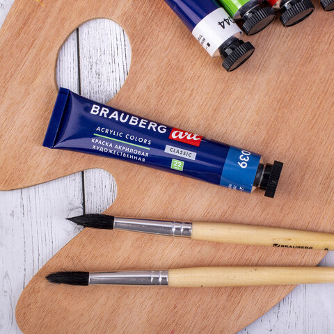 Краски акриловые художественные BRAUBERG ART CLASSIC, НАБОР 24 шт, 21 цвет, в тубах 22 мл