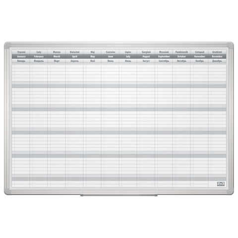 превью Доска-планинг НА ГОД магнитно-маркерная (60×90 см), алюминиевая рамка, OFFICE, «2×3» (Польша)