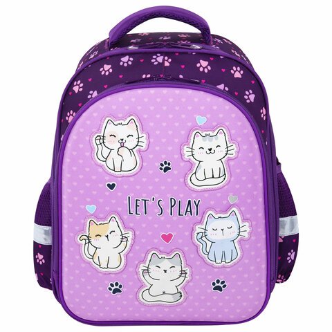Ранец BRAUBERG KIDS STANDARD, 2 отделения, «Playing kittens», 36×28х14 см