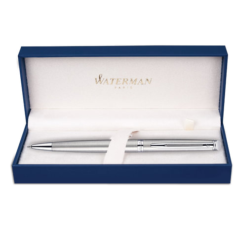 Ручка подарочная шариковая WATERMAN «Hemisphere Stainless Steel CT», серебристый корпус, палладиевое покрытие, синяя, S0920470