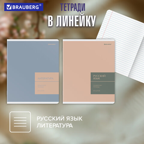 Тетради предметные, КОМПЛЕКТ 12 ПРЕДМЕТОВ 48 л., пластиковая обложка, BRAUBERG «MonoPastel»