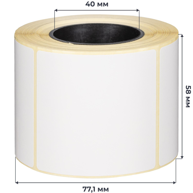 Термотрансферные этикетки ПГЛ 58×60 (4 шт. )+риббон WAX 60×100 в комплекте