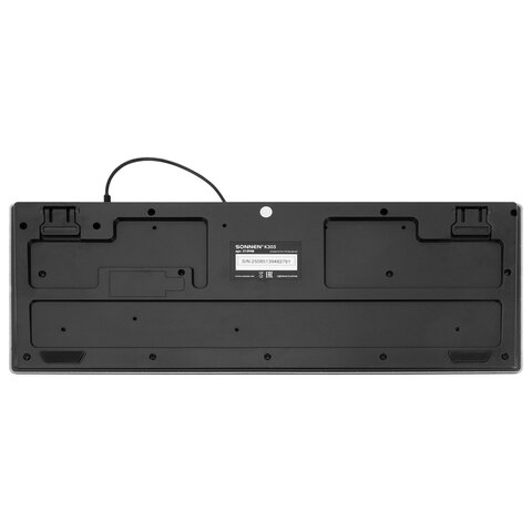 Клавиатура проводная USB, 104 клавиши, LED-подсветка, SONNEN K305, черная