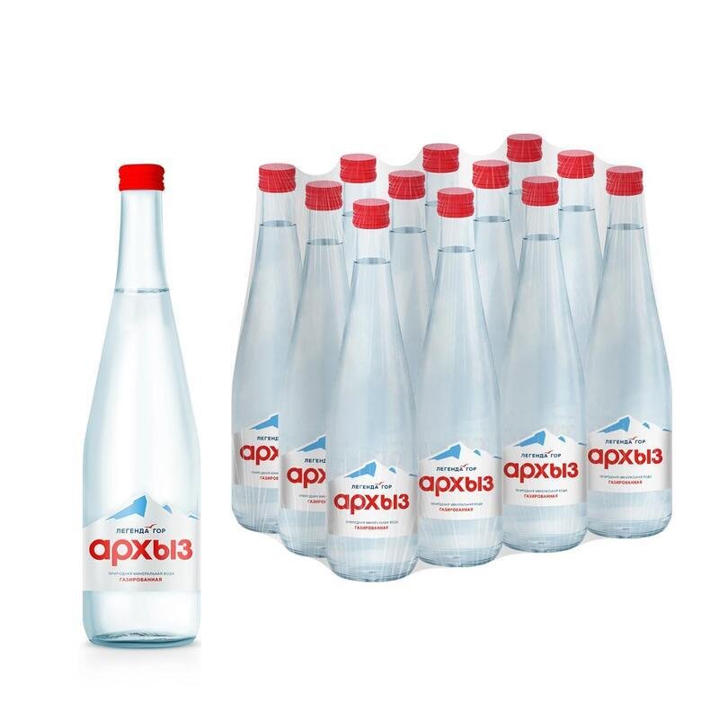 Вода минеральная Легенда Гор Архыз природная 0.5л газ. стекло,12шт/уп ...