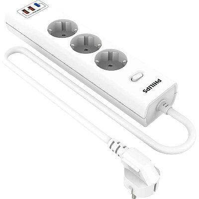 Сетевой фильтр Philips CHP4336WA/51 3р/2м с USB, 10А, белый