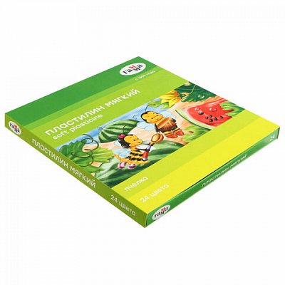 Пластилин восковой мягкий Гамма «Пчелка», 24 цвета, 360г, со стеком, картон. упак. 