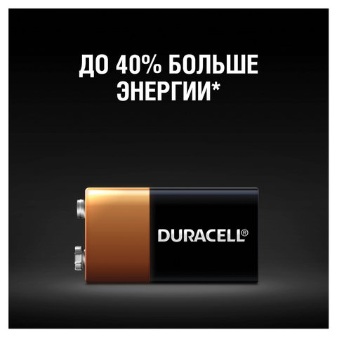 Батарейка Duracell F8/КРОНА/6LR61, 9В, алкалиновая, 1 шт. в блистере