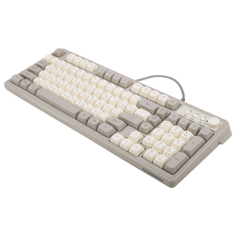 Клавиатура проводная USB, 102+98 клавиш, LED-подсветка, SONNEN K620, слоновая кость / серая