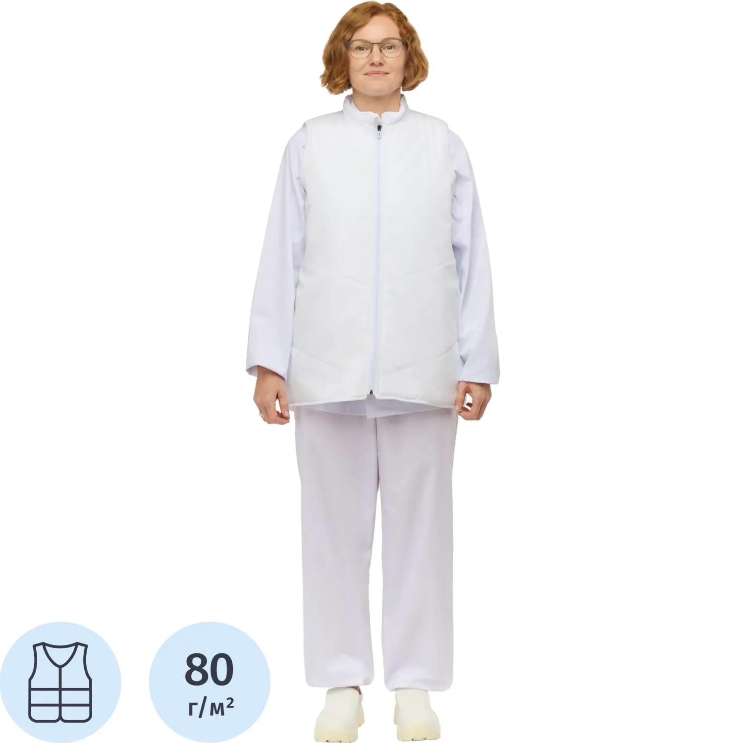 Жилет для пищевого производства у17-ЖЛ ХАССП внешний белый дюспо утеплённый (размер 88-92 (44-46), рост 182-188)