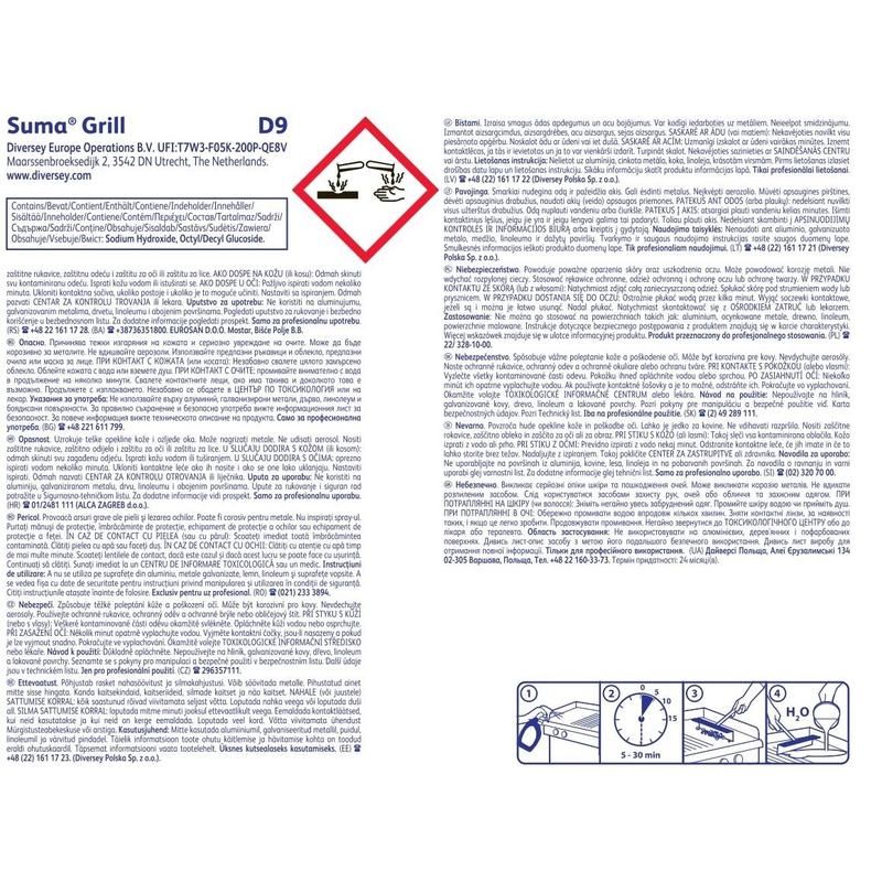 Средство для чистки грилей и духовых шкафов Diversey Suma Grill D9 5 л (концентрат)