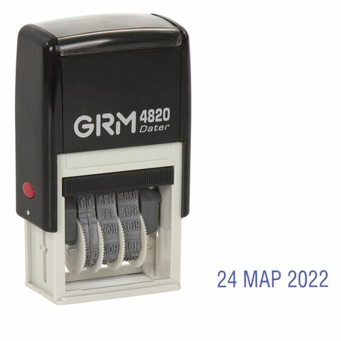 Датер-мини месяц буквами, оттиск 22×4 мм синий, GRM 4820