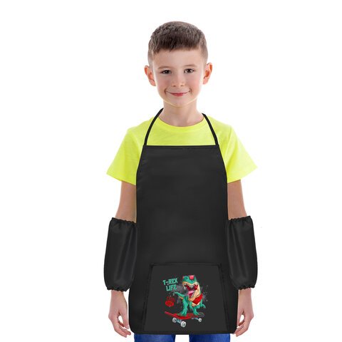 Фартук с нарукавниками для уроков труда ПИФАГОР, 1 карман, 44×55 см, «T-Rex Life»