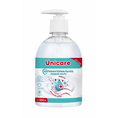 Мыло жидкое Unicare антибактериальное 500 мл (с помповым дозатором)