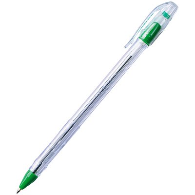 Ручка шариковая Crown «Oil Jell» зеленая, 0.7мм, штрих-код