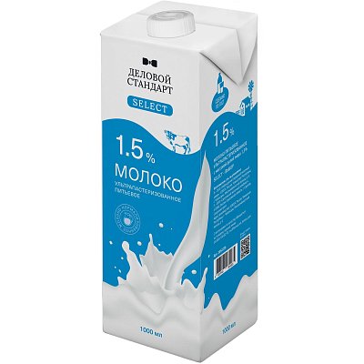 Молоко Деловой Стандарт Select ультрапастеризованное 1.5%, 1 л
