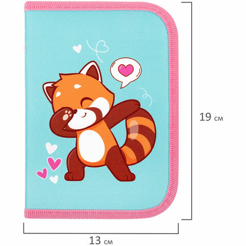 Пенал ПИФАГОР, 1 отделение, полиэстер, 19×13 см, «Red panda»