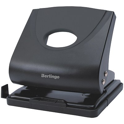 Дырокол Berlingo «Office Soft» 30л., пластиковый, черный, с линейкой