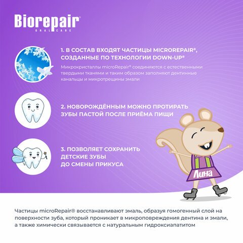 Зубная паста детская 50 мл BIOREPAIR «Виноград», ИТАЛИЯ