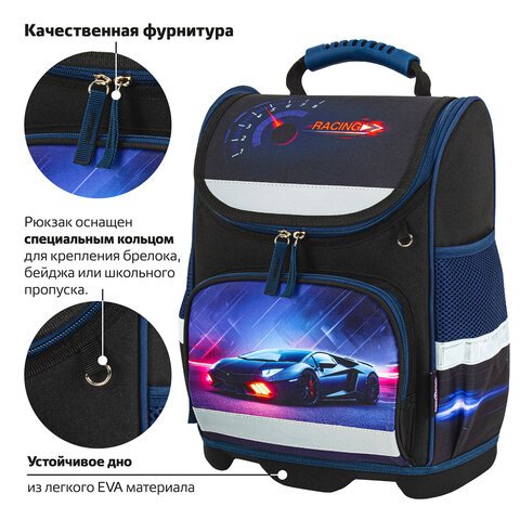 Ранец ЮНЛАНДИЯ WISE, 1 отделение, 3 кармана, устойчивое дно, «Street power», 37×29×15 см