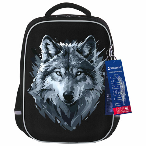 Ранец BRAUBERG LIGHT, 1 отделение, с брелком, Gray wolf, 36×26х13 см