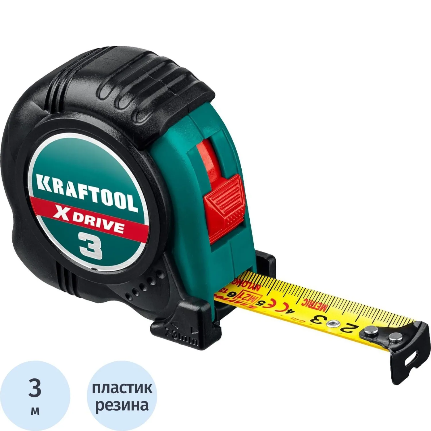 превью Рулетка строительная Kraftool X-Drive 3 м x 19 мм в прорезиненном корпусе (34122-03-19_z02)