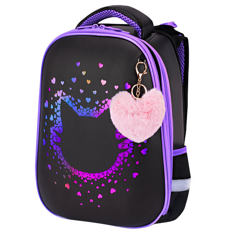 превью Ранец BRAUBERG SHINY, 2 отделения, с брелком, Pretty face, 38×28х14 см