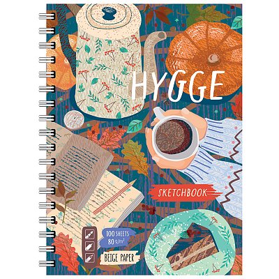 Скетчбук-тетрадь 100л. А5 на гребне BG «Hygge», матовая ламинация, бежевый тонированный блок, тв. обложка. 