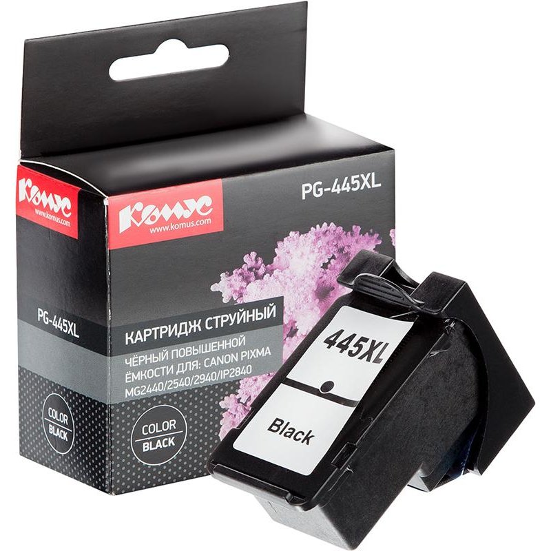 Картридж струйный КОМУС PG-445XL чер. пов. емк. для Canon MG2440/MG2540