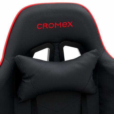 Кресло компьютерное CROMEX «Joker GM-125», две подушки, экокожа, черное/красное