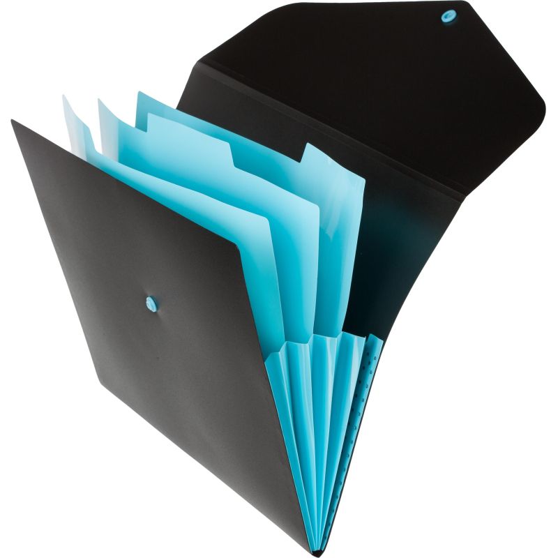 Папка органайзер на кнопке Attache Selection Black&Bluе, А4.500мкм, 3отд
