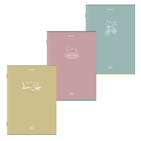 превью Тетрадь А4, 96 л., BRAUBERG, скоба, клетка, глянцевый лак, «Pastel», (микс в спайке)