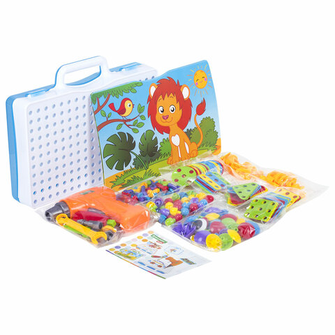 Конструктор с шуруповертом РАЗВИВАЮЩИЙ 247 деталей, BRAUBERG KIDS
