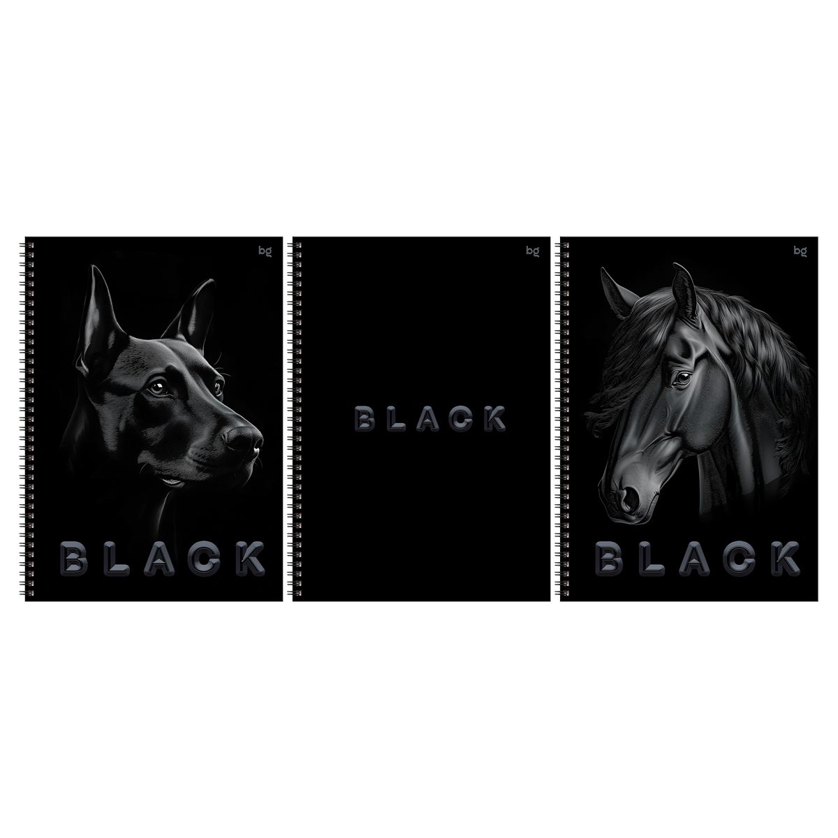 превью Тетрадь 80л., А4, клетка, на гребне BG «Just black», soft-touch ламинация, выб. лак