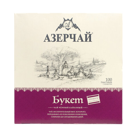 Чай АЗЕРЧАЙ «Premium collection» чёрный, 100 пакетиков с ярлычками по 1.8 г