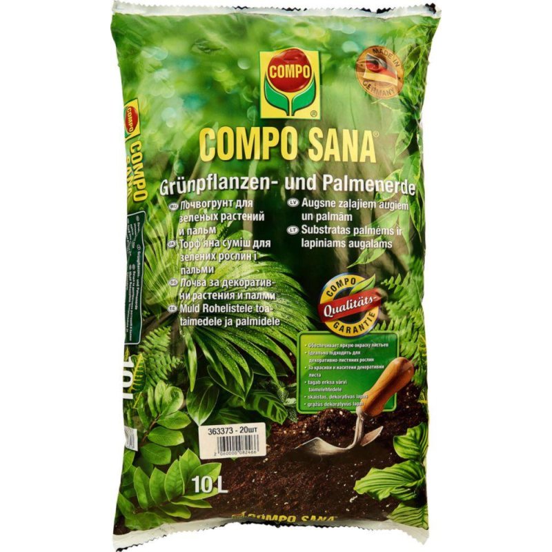 Почвогрунт для зеленых растений и пальм Compo Sana 10 л