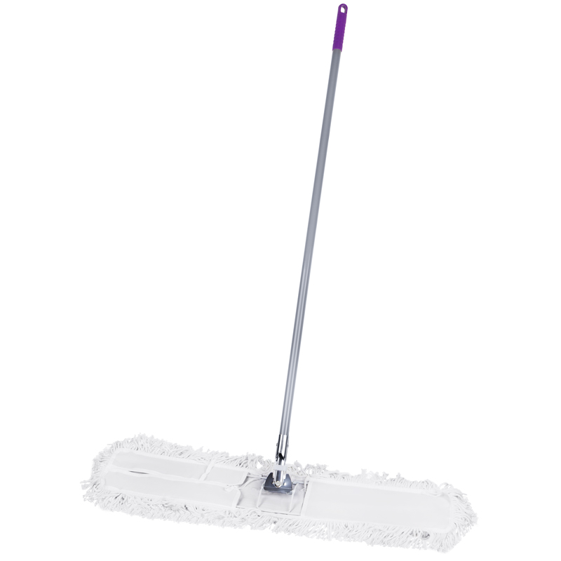 превью Швабра-рамка OfficeClean Professional, стал. ручка 125см, цельный флаун., МОП с завязками, хлопок 90см