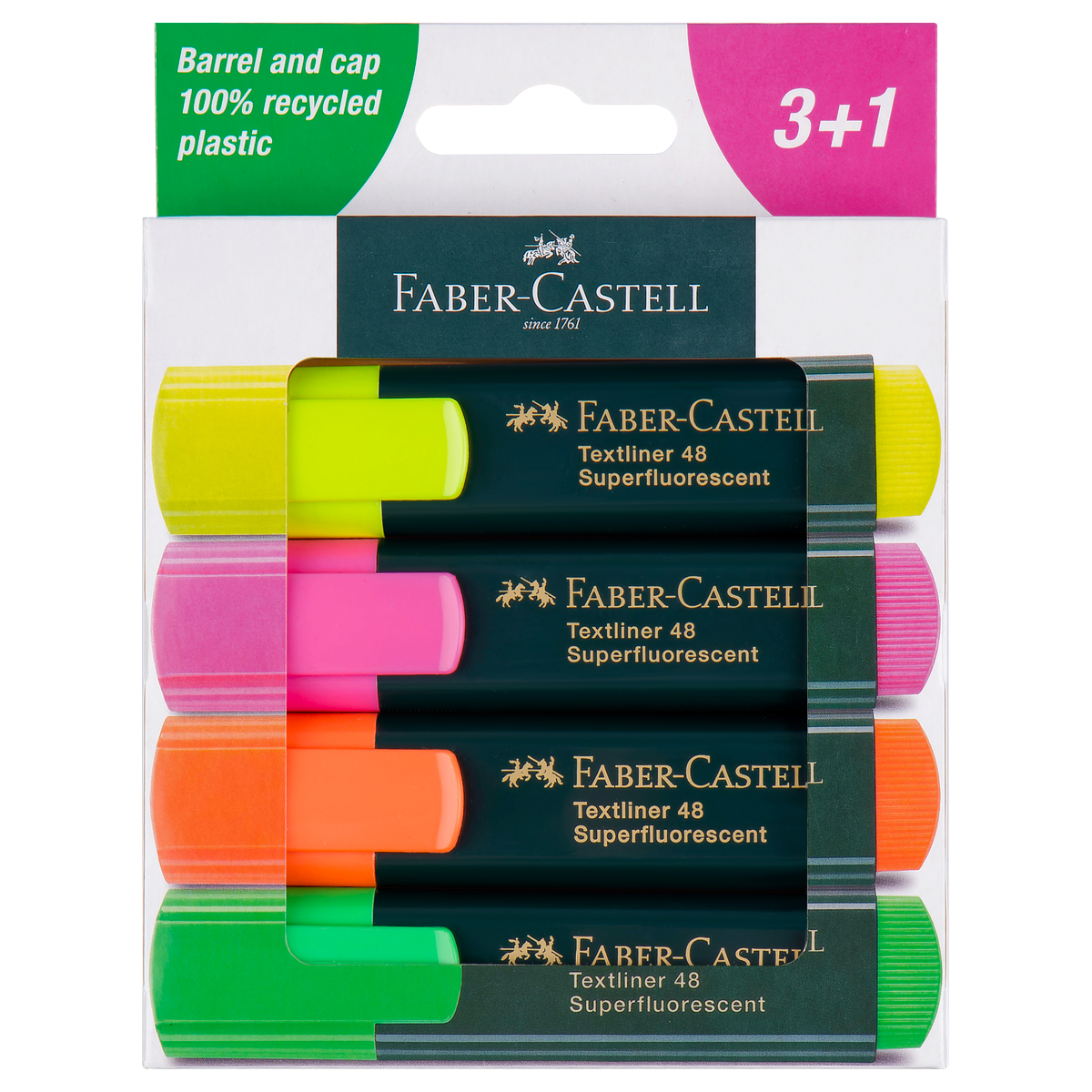 превью Набор текстовыделителей Faber-Castell «48» 04цв., 1-5мм, картон. уп. 