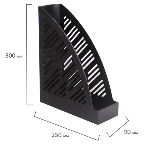 Лоток вертикальный для бумаг BRAUBERG «Standard+», 250×90×300 мм, черный, 237224