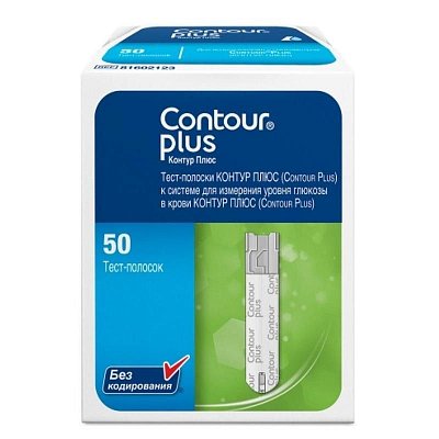 Тест-полоски для определения глюкозы Contour Plus № 50