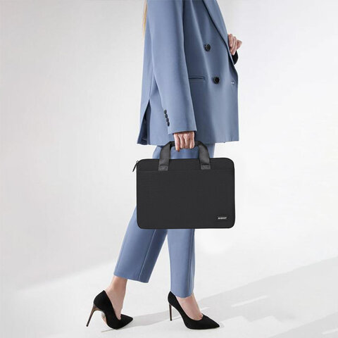 Сумка портфель HEIKKI ULTRA (ХЕЙКИ) с отделением для ноутбука 15.6", Total black, черная, 28×39х3 см