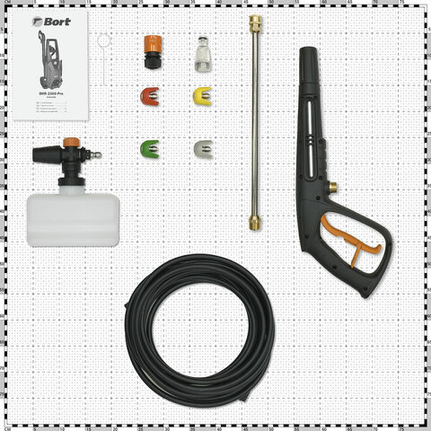 Минимойка BORT BHR-2300-PRO, мощность 2.3 кВт, давление 170 бар, шланг 8 м