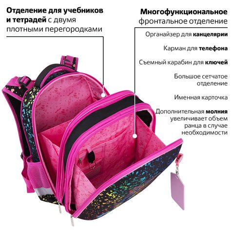 Ранец ЮНЛАНДИЯ EXTRA, с дополнительным объемом, «Bright wildlife», 38×29х18 см