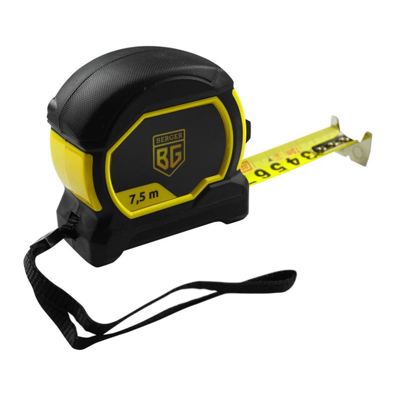Рулетка ударопрочная 7.5мx25мм с магнитным зацепом BERGER BG1353