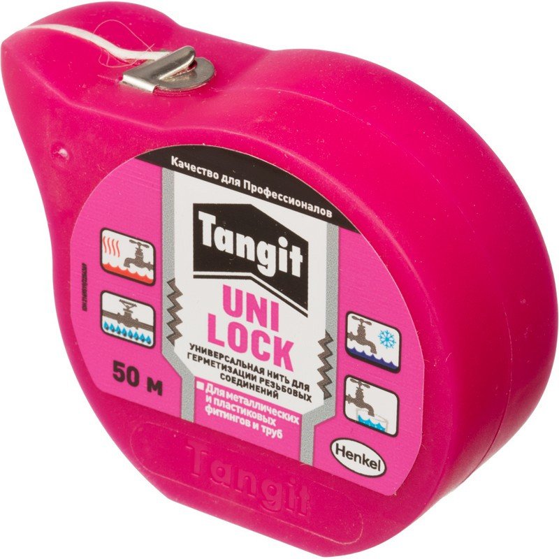 превью Нить монтажная Henkel Tangit Uni-Lock для герметизации резьбовых соединений белая 50 м