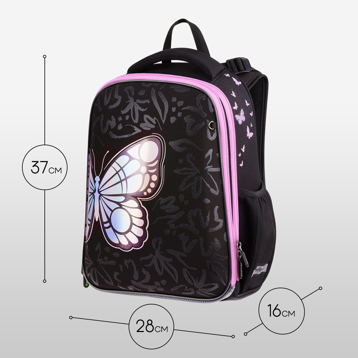 Ранец Berlingo Expert «Butterfly Effect» 37×28×16см, 2 отделения, 2 кармана, анатомическая спинка