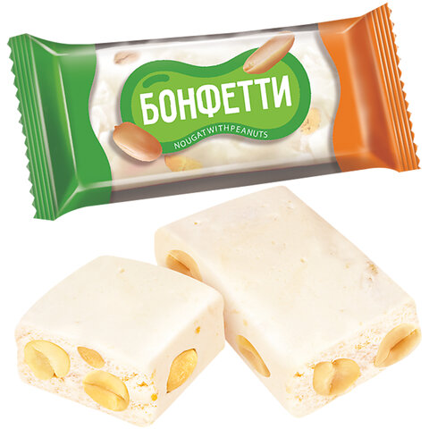 превью Конфеты БОНФЕТТИ из ванильной нуги с арахисом, 500 г, пакет