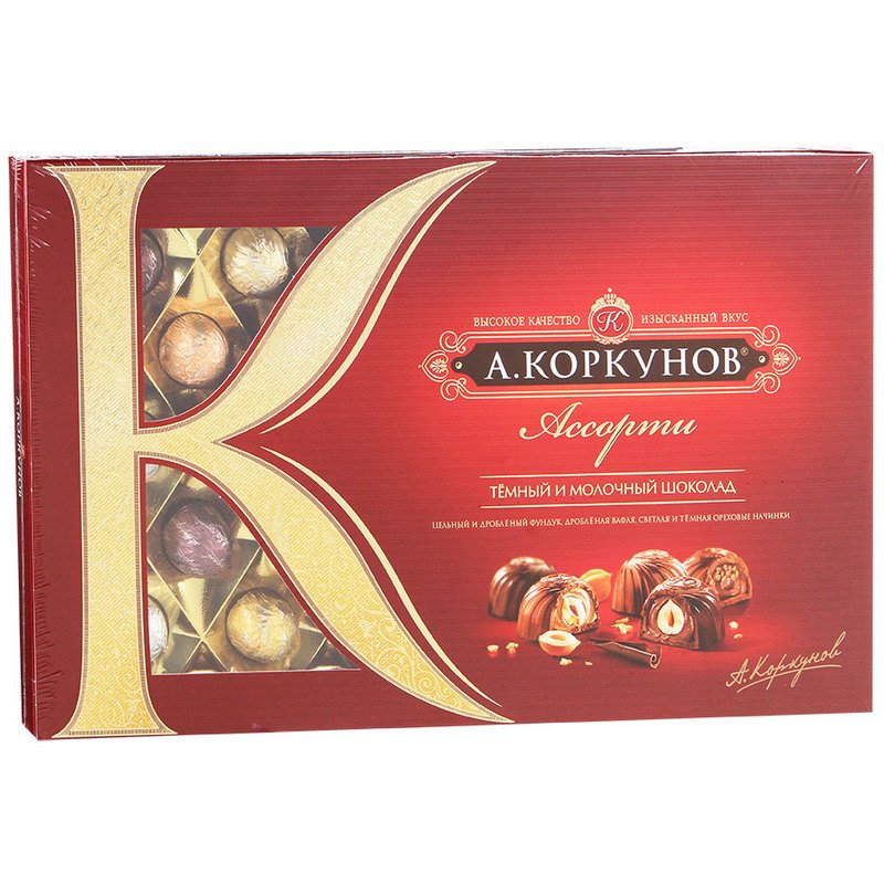 превью Шоколадные конфеты А. Коркунов ассорти темного и молочного шоколада 256 г
